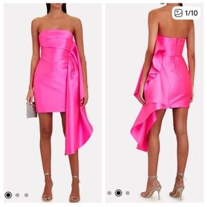 Solace London Elia Mini Tube Dress Hot Pink US 2 Ruffled Strapless Bodycon